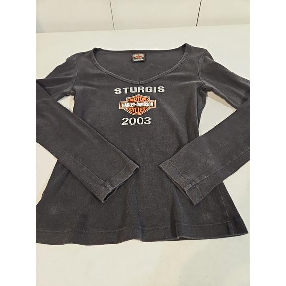 Harley Davidson Small Black Long Sleeve Womens Sturgis 2003 South Dakota (1404 - Picture 2 of 8